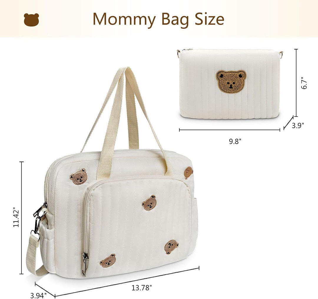 Wickeltasche für Babys, mittelgross, verstellbarer Riemen, Baumwollbär, multifunktionale Kuriertasch