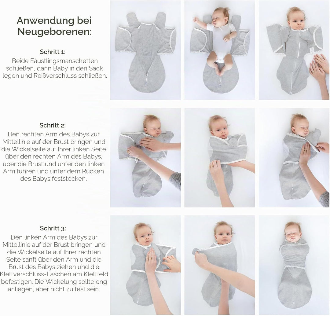 Amazing Baby 6-in-1 Omni Pucksack Baby, Pucktuch &amp; Puckschlafsack 0–3 Monate, Baby Schlafsack für Ne