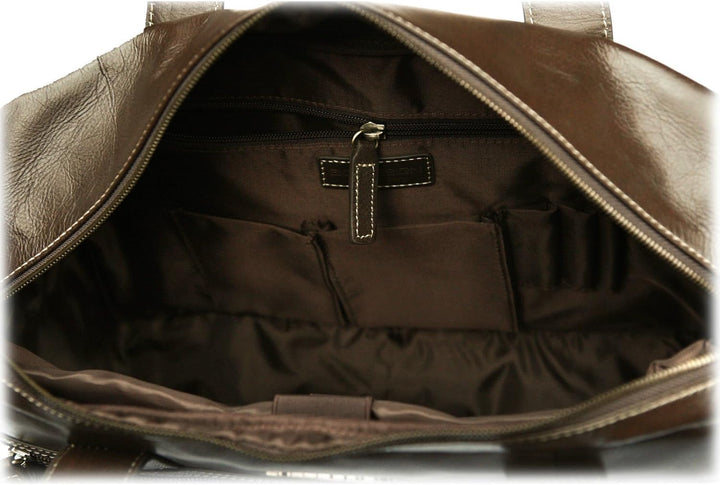 Enzo Design Aktentasche aus genarbtem Leder, abnehmbarer und verstellbarer Schultergurt, braun (Brau
