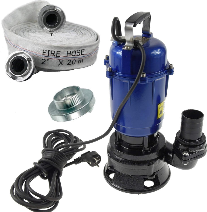 Fäkalienpumpe Tauchpumpe Schmutzwasserpumpe 0,55kW 300l/min mit 20m C-Schlauch ohne