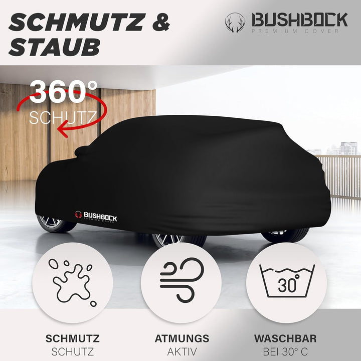 BUSHBOCK® Premium SUV Abdeckung Indoor - Satin Schutzhülle Stoff - Abdeckplane Autoplane Autogarage