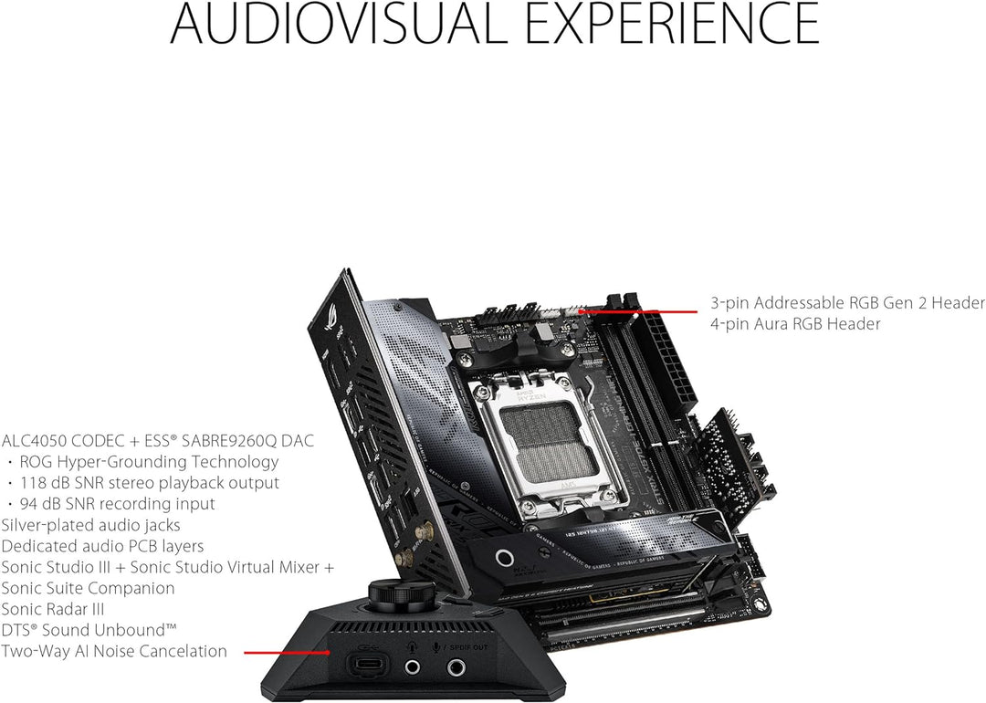 ASUS ROG STRIX X670E-I GAMING WIFI Mainboard Sockel AMD AM5 (Ryzen 7000, mini-ITX, DDR5 Speicher, 2x