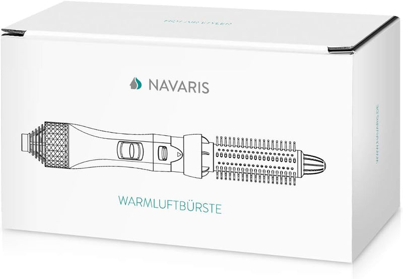 Navaris Warmluftbürste mit 4 Aufsätzen - Stylingdüse Thermobürste Rundbürste mit einziehbaren Borste