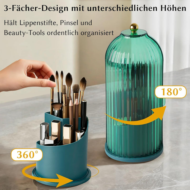FAVORTALK Make Up Kosmetik Organizer, 360 Drehbarer Make-up-Pinselhalter, Organizer, Transparent, St