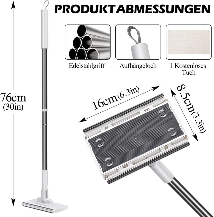 Masthome Wischmopp mit Druck-Klemm-System, Zero Touch EIN-Knopf-Wechsel Wischmopp, Bodenwischer mit
