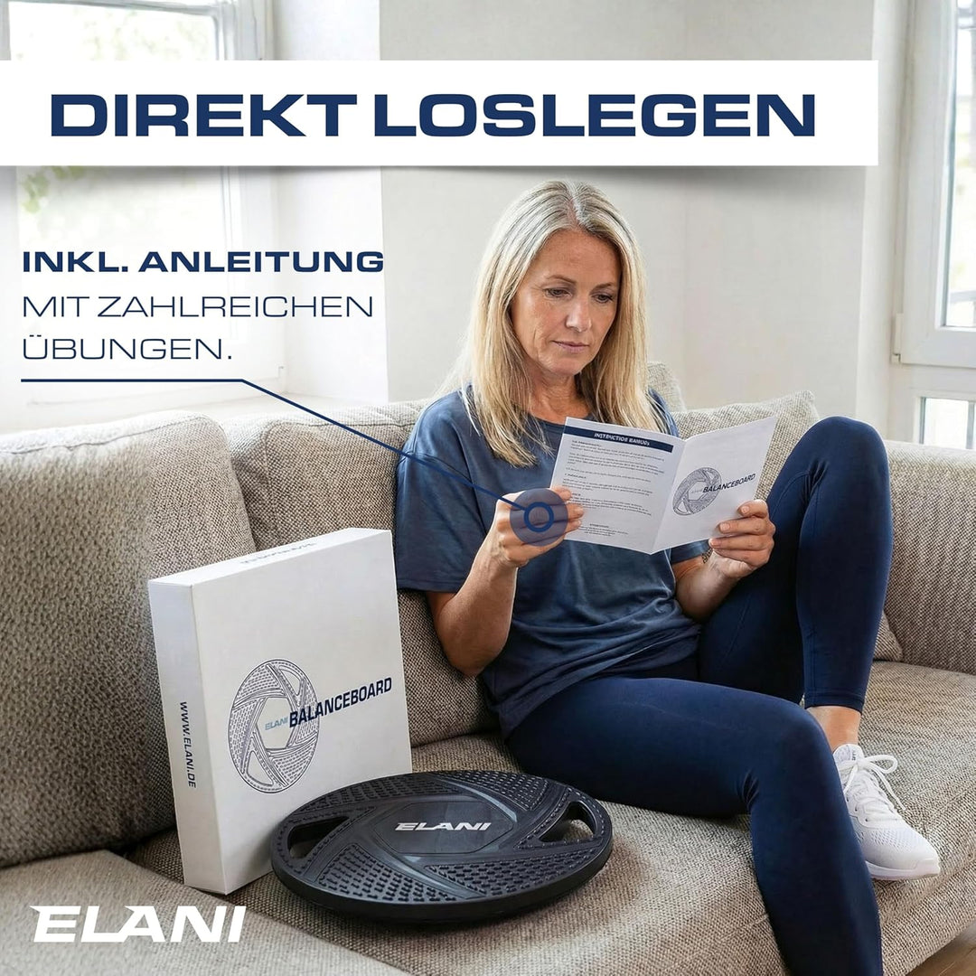 ELANI Rutschfestes Premium Balance-Board, Robustes Wackelbrett für Physiotherapie zur Stärkung der B