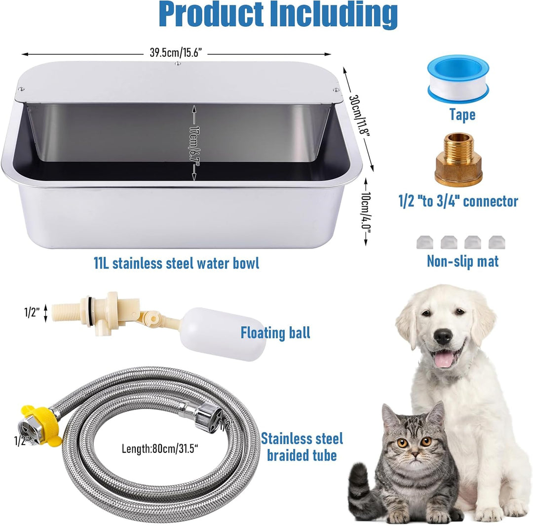 Automatischer Hundewasserspender, 11L Edelstahlnapf für Grosse Hunde, Selbstfüllender Automatischer