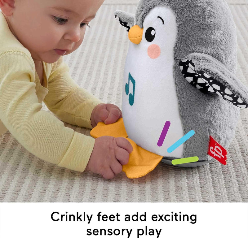 FISHER-PRICE Wackelnder Pinguin - Plüschspielzeug für Babys zum Spielen in Bauchlage mit Musik und w