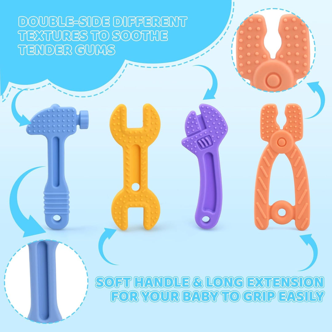 Beissring für Babys,Beissring Baby 4 Stück - BPA-freies Silikon Kühlender Beissspielzeug für 3-12 Mo