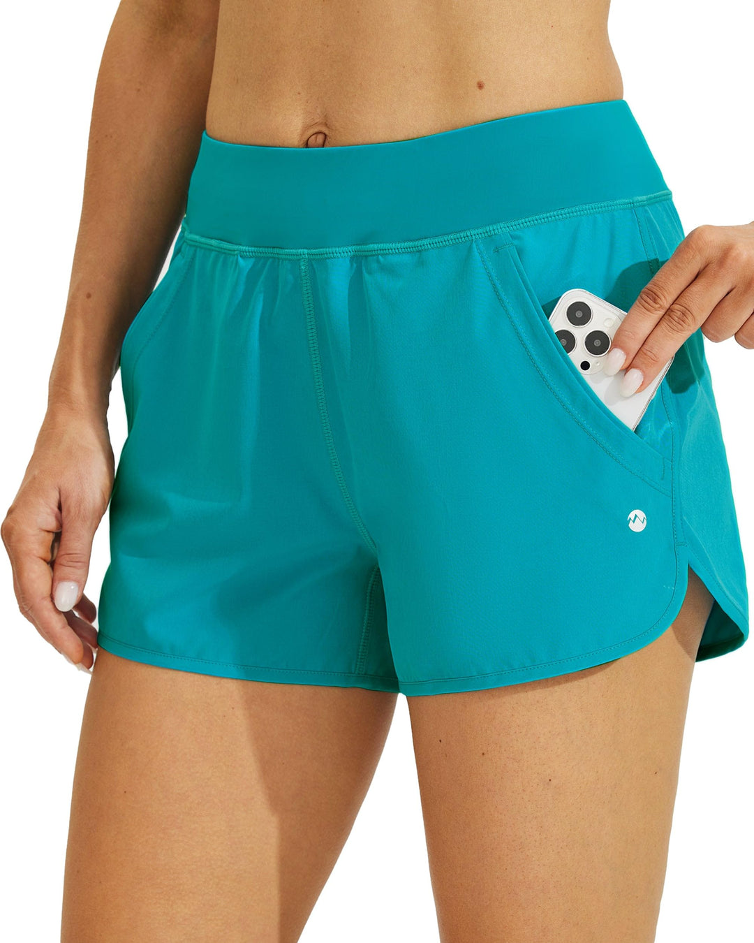 WILLIT Damen 3" Badeshorts Badehose Schwimmen Boardshorts mit Kurzliner Taschen Schnelltrockner UVA