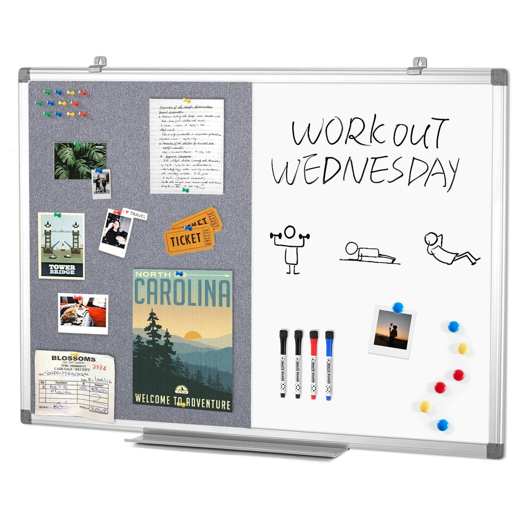 Swansea Whiteboard Magnettafel und Pinnwand Filz Wand Deko mit Aluminiumrahmen für Küche, Wohnung, B