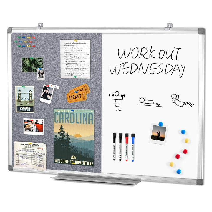 Swansea Whiteboard Magnettafel und Pinnwand Filz Wand Deko mit Aluminiumrahmen für Küche, Wohnung, B