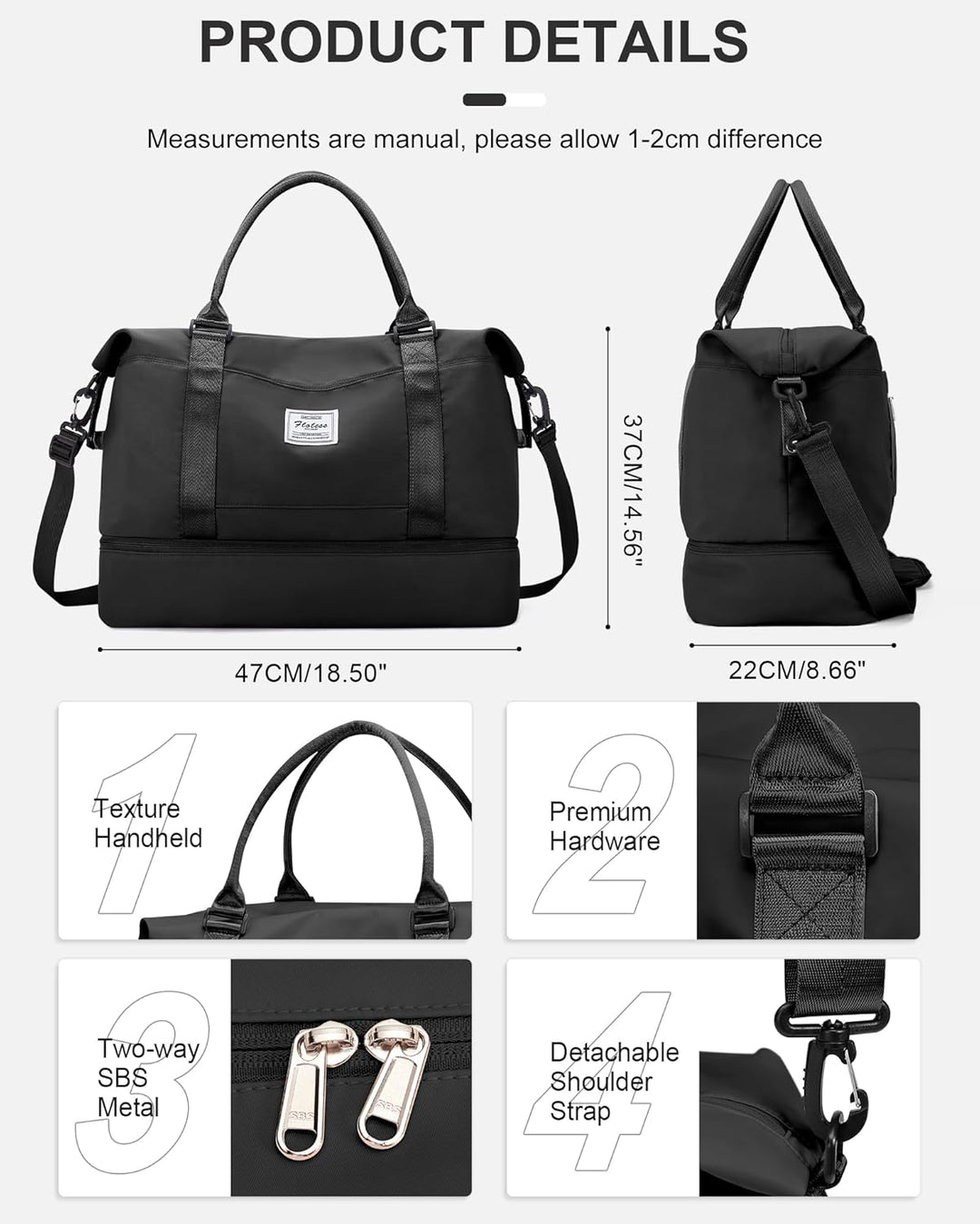 Reisetasche Damen Handgepäck Tasche Sporttasche Weekender Bag Schwimmtasche Wasserdicht Travel Bag D