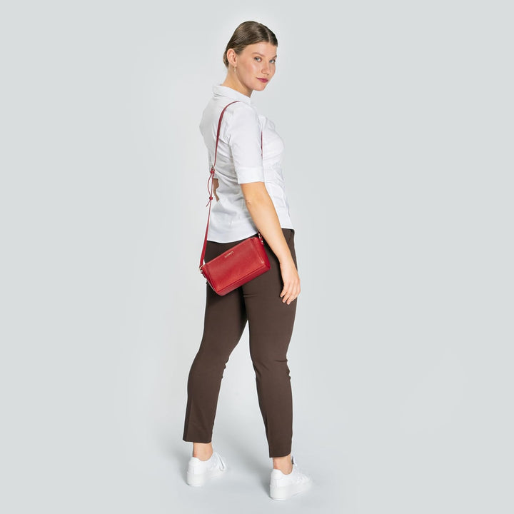 Lazarotti Bologna Leder Umhängetasche Damen | verstellbarer Schultergurt | mittelgrosse Crossbody Ba