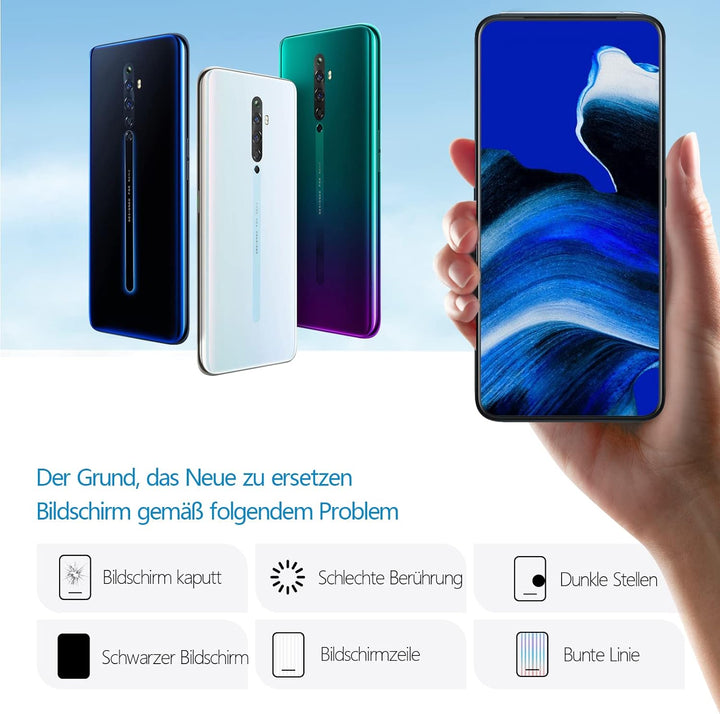 RongZy Kompatibel mit Oppo Reno2 Z/Reno 2Z CPH1945 CPH1951 Ersatz Bildschirm LCD Display und Touchsc