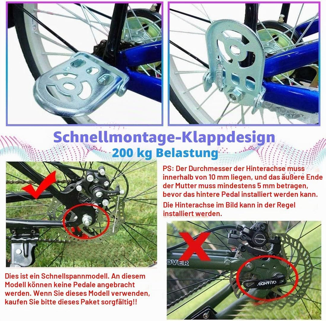 auvstar Kinder Sicherheits Fahrrad Rücksitz Zubehörsatz, Hinteres Sitzkissen Armlehne Fussstütze Set