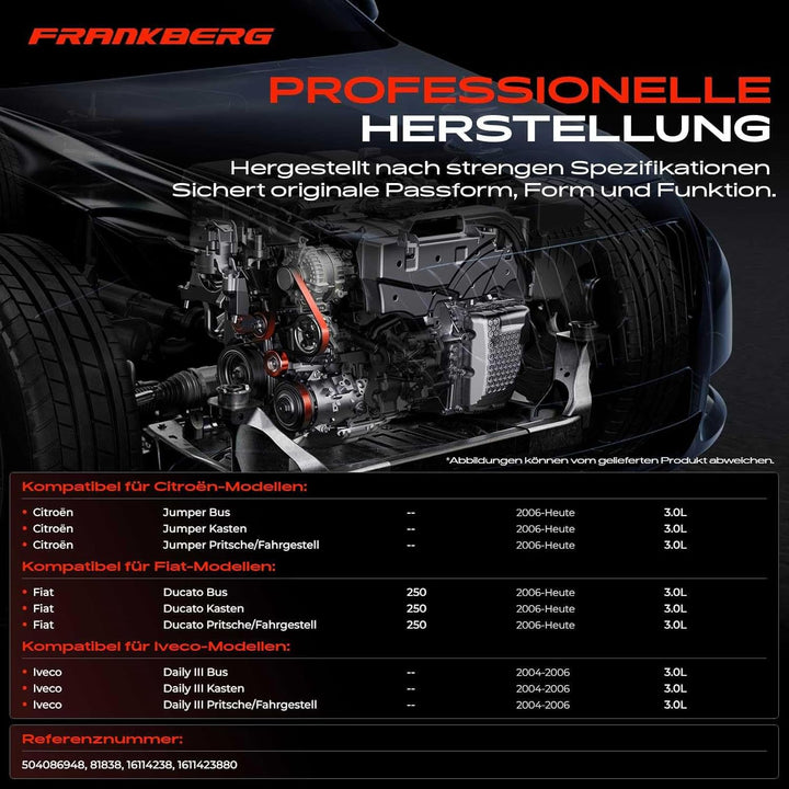 Frankberg Spannrolle Riemenspanner Keilrippenriemen für Ducato 250_ 290_ Daily III IV Jumper 3.0L Di