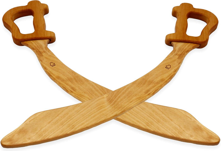 BestSaller 1121 Piratensäbel aus Holz, 56cm lang, Natur geölt (2 Stück) Natur 2 Stück, Natur 2 Stück