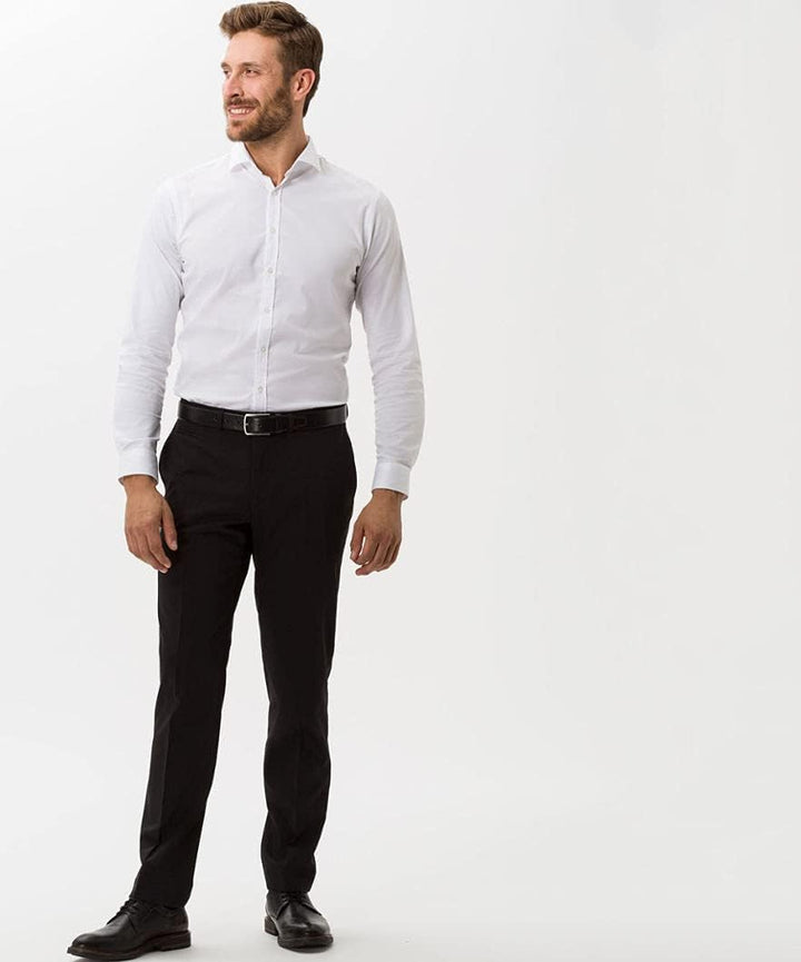 BRAX Regular Fit Hose Enrico Stretch Schurwolle Navy 34W / 36L Schwarz, 34W / 36L Schwarz