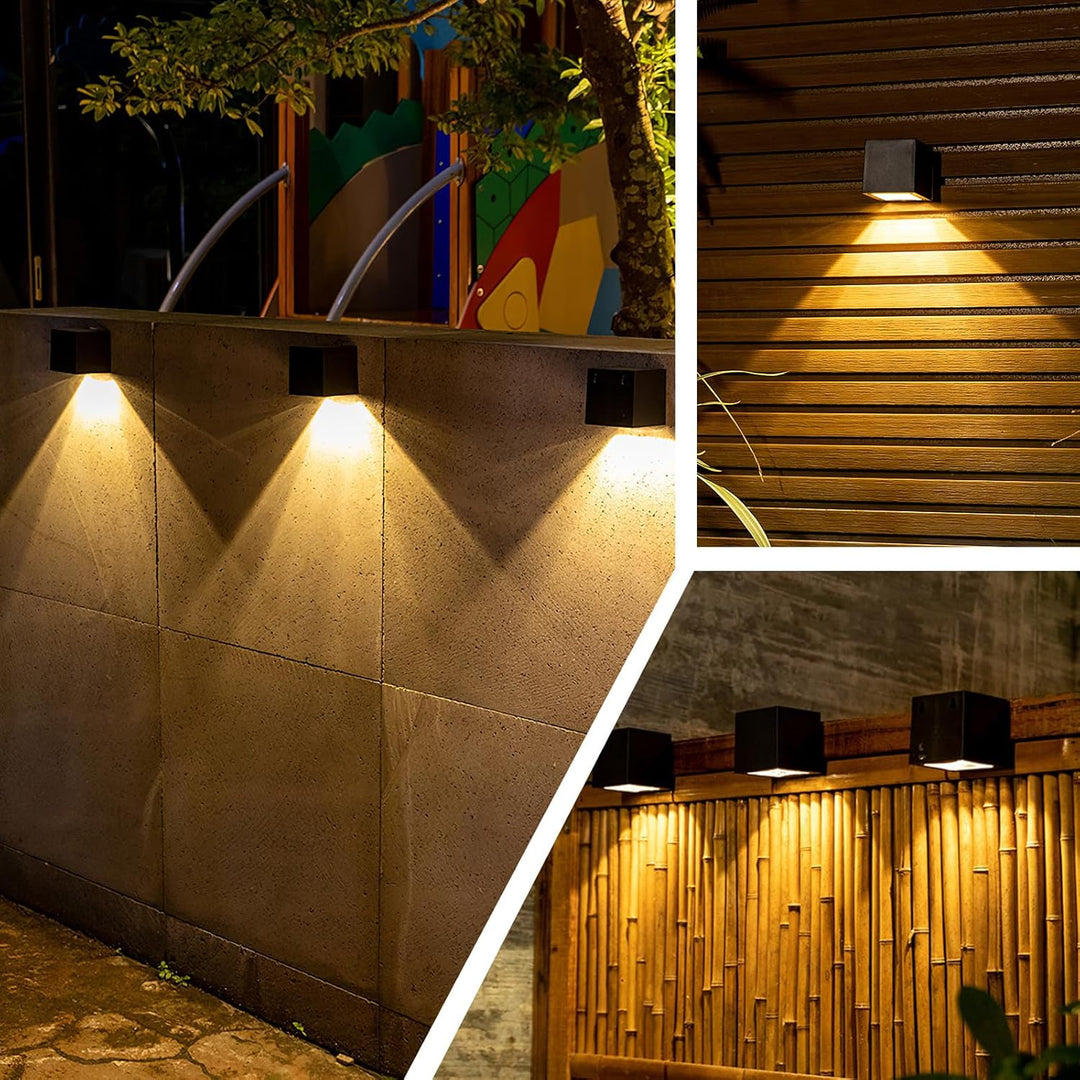 Solar Wandleuchte Aussen, 4 Stück Solarlampen für Aussen Garten mit 2 Beleuchtungsmodi, IP65 Wasserd