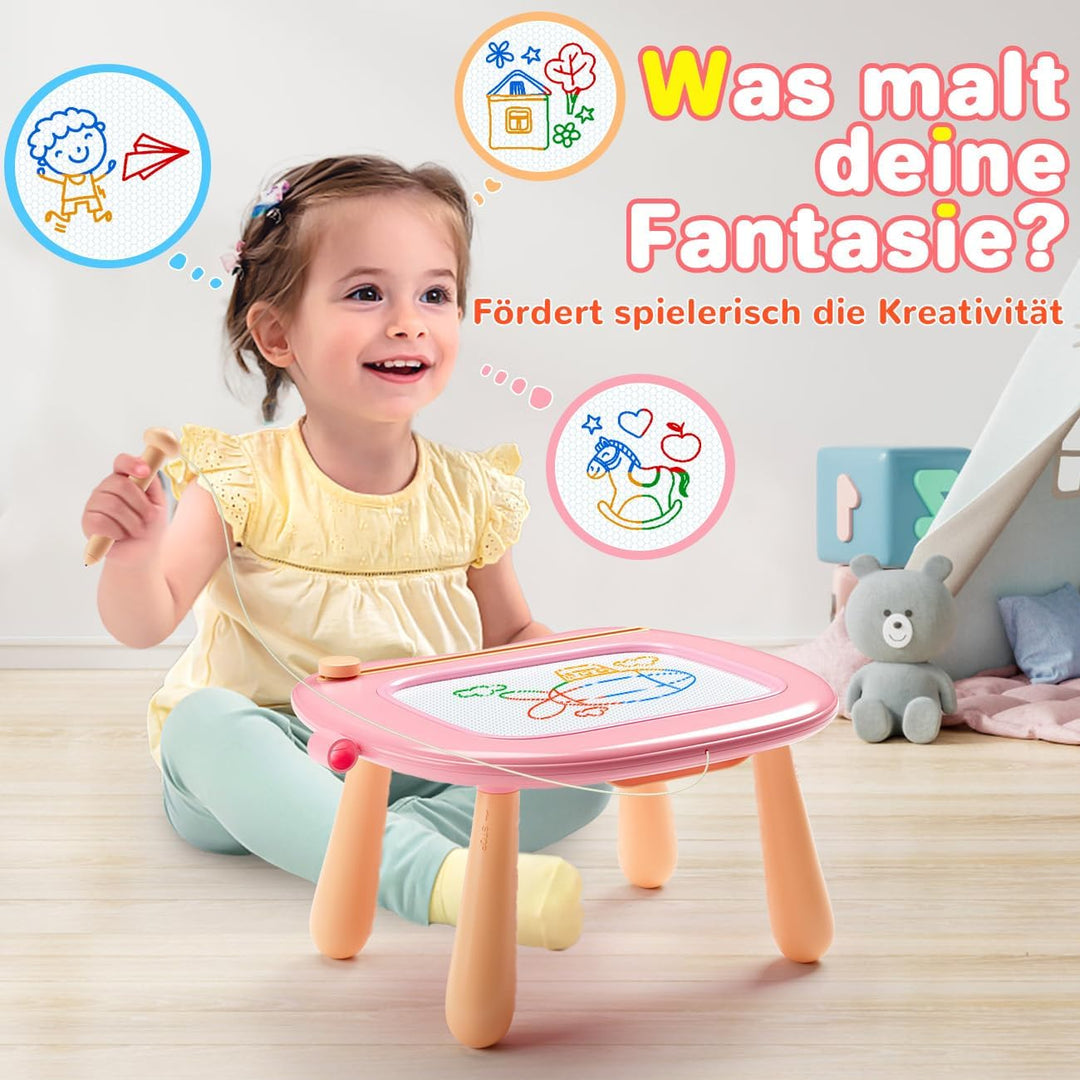 Maltafel Zaubertafel Spielzeug ab 1 jahr Mädchen, bunte Magnetische Zeichentafel mit 4 Beine, pädago