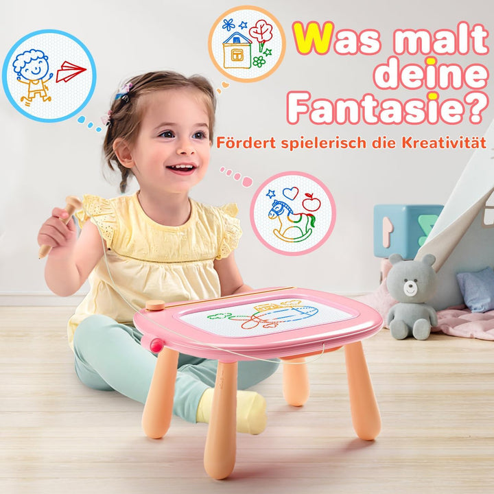 Maltafel Zaubertafel Spielzeug ab 1 jahr Mädchen, bunte Magnetische Zeichentafel mit 4 Beine, pädago