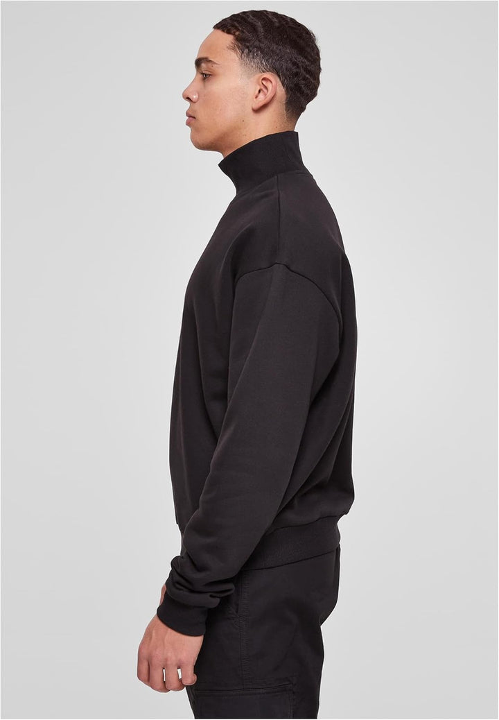 Urban Classics Herren High Rib Neck Crew Sweatshirt S Schwarz, S Schwarz