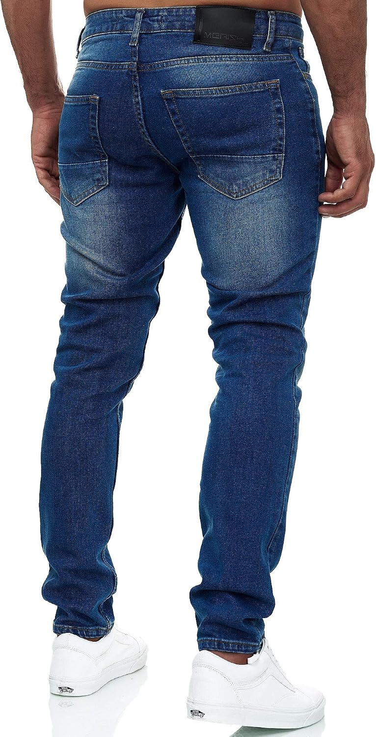 MERISH Jeans Herren Destroyed Hose Jeanshose Slim Fit Männer Denim 2081-1001 29W / 32L 502-2 Blau, 2