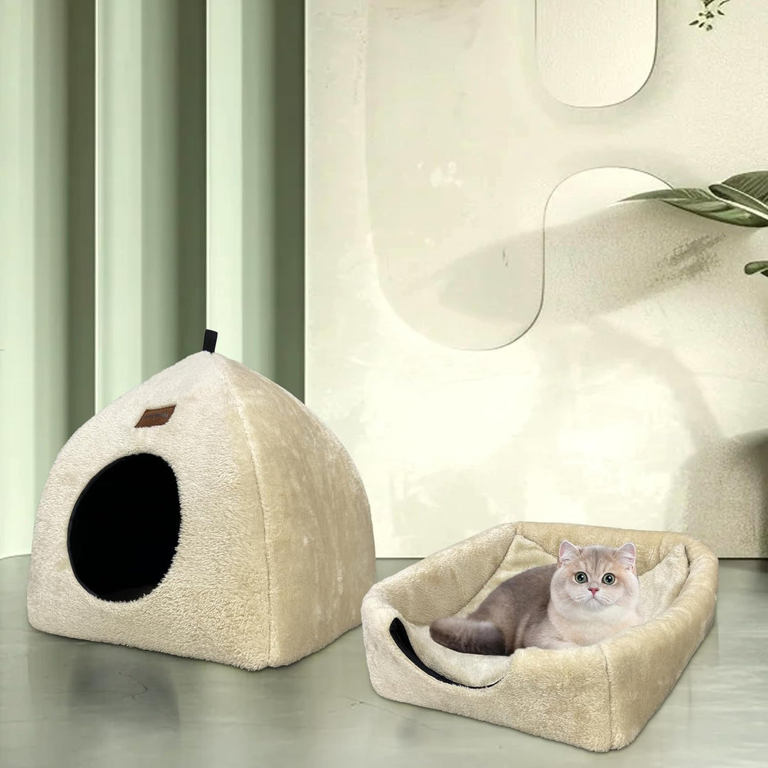 Whiwhi Katzenhöhle für Drinnen Katzenzelt mit Waschbarem Plüschkissen Weiches und Flauschiges Katzen