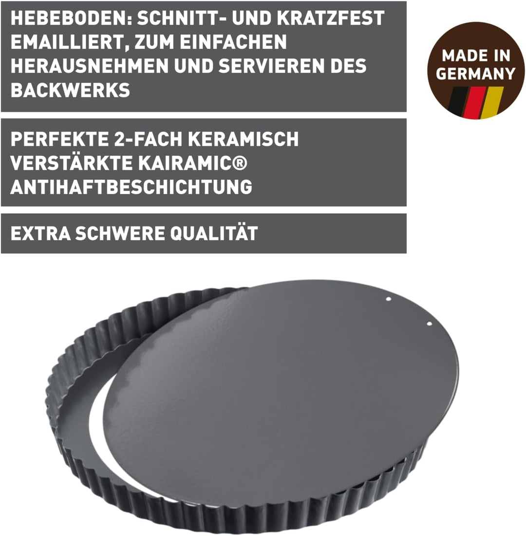 Original Kaiser La Forme Plus Tarteform mit Hebeboden 32cm, Quicheform antihaftbeschichtet, herausdr