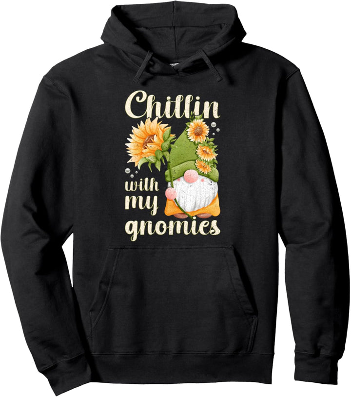 Wichtel mit Sonnenblume, Frühlingsmotiv mit Gartenzwerg Pullover Hoodie
