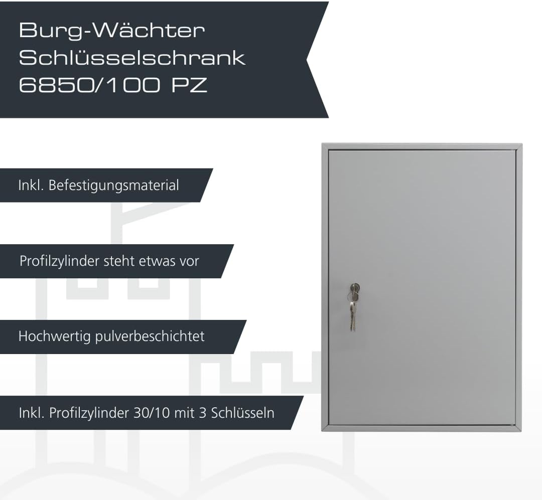 BURG-WÄCHTER Schlüsselschrank zur Wandmontage, Farbige Hakenleisten und Schlüsselanhänger, Herausneh