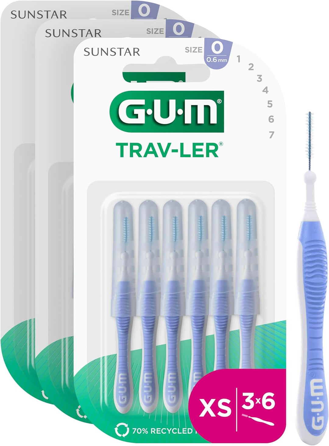 GUM TRAV-LER Interdentalbürsten | Zur gründlichen Reinigung aller Zahnzwischenräume | Biegbarer Hals