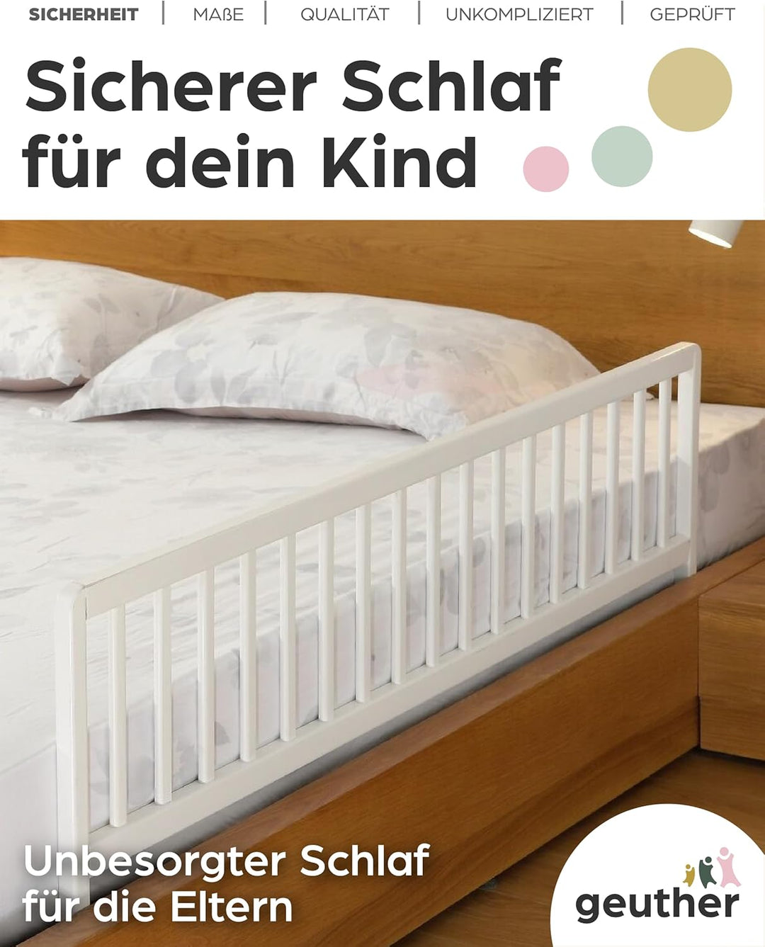 Geuther 2111 Bettschutzgitter in 110 cm Höhe: 38 cm Absturzsicherung Mit stabilen Stäben Schützt vor