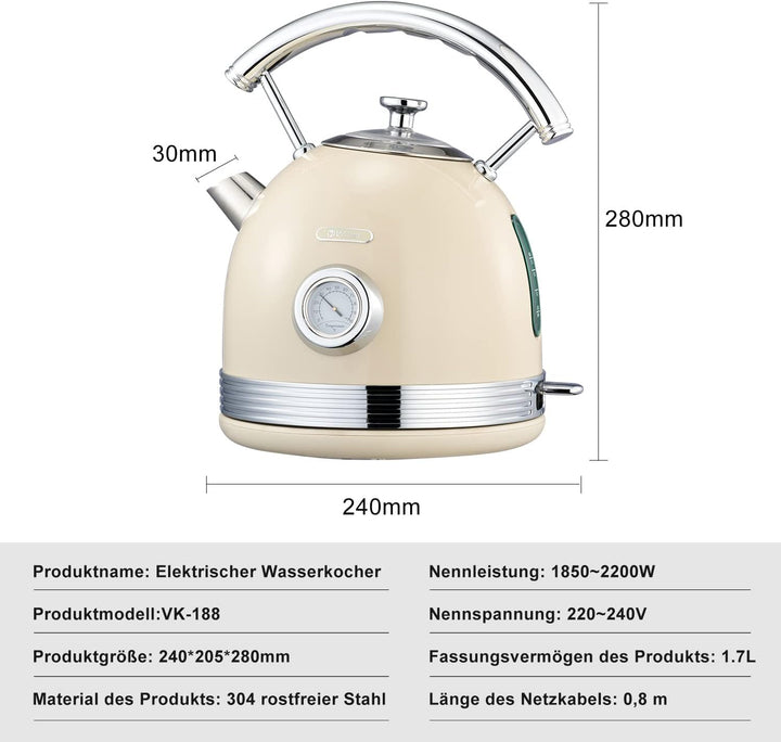 Wiltal Toaster Retro 2 Scheiben, 6 Einstellbare Bräunungstufen, mit hochwertige Brötchenaufsatz, Auf