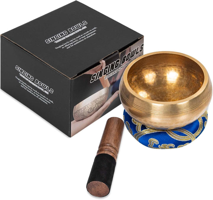 10.5 cm Tibetische Klangschale, Klangschale Original Handgefertigt Klangschalen Set mit Klöppel und