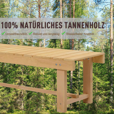 Outsunny Gartenbank, 2-Sitzer Sitzbank, Gartenmöbel, Rustikale Bank, Massivholz, Natur, 110 x 38 x 3