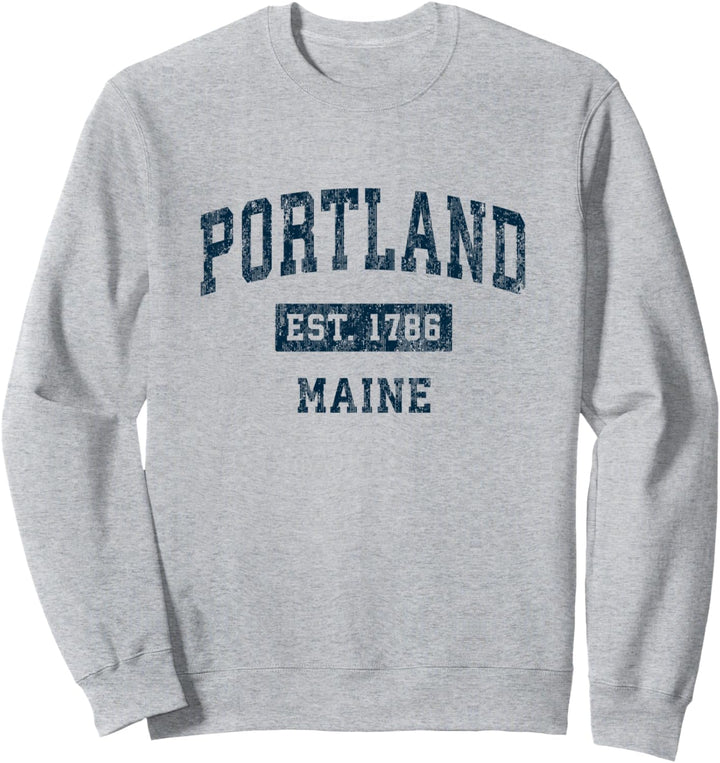 Portland Maine ME Vintage-Sport-Design, Marineblau Sweatshirt