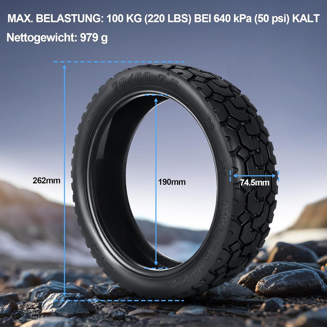 70/60-7,5 Schlauchloser Offroad-Reifen für Segway ZT3 Pro/ProE/ProD, 11 Zoll Tubeless Reifen mit sel
