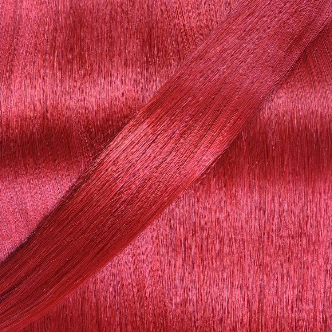 hair2heart Microring Extensions Echthaar Gewellt - 50 Strähnen 1g 40cm 0/44 rot intensiv 50 Strähnen
