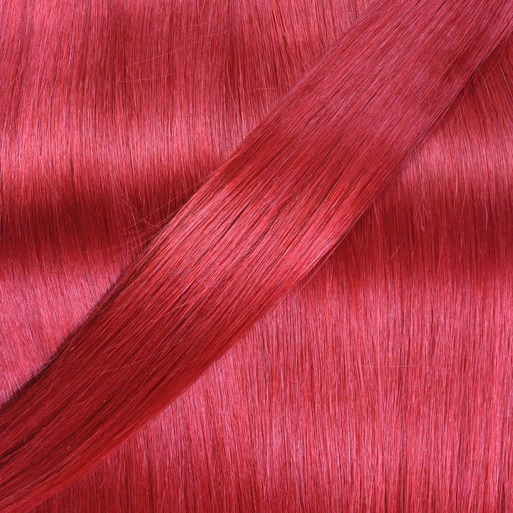 hair2heart Microring Extensions Echthaar Gewellt - 50 Strähnen 1g 40cm 0/44 rot intensiv 50 Strähnen
