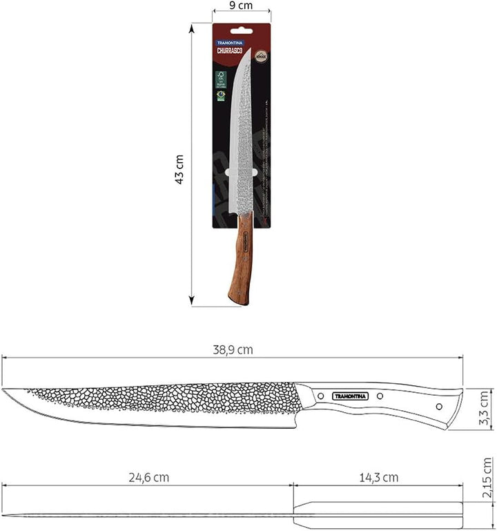 Tramontina Fleischmesser mit Hammerschlag-Klinge 25 cm – Edelstahl, rostfrei & extra scharf – ergono
