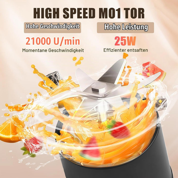380ML Tragbarer Mixer, Elektrischer USB-Entsafter, Smoothie Maker to go, Mini-Mixer für Shakes und S