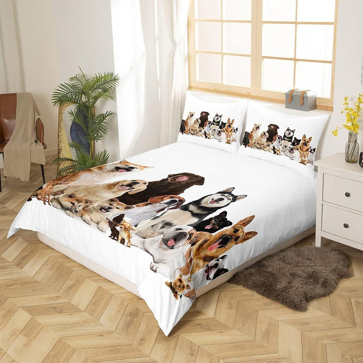 Loussiesd Kinder Bettwäsche Set Hund Muster Microfaser Bettbezug Set für Jungen Mädchen Tier Haustie