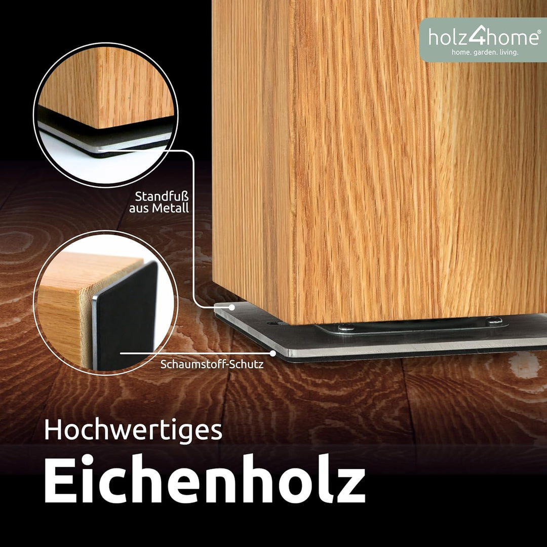 holz4home® Messerblock Magentisch aus Eichenholz I 360° Drehbarer Messerhalter ohne Messer I Stehbar