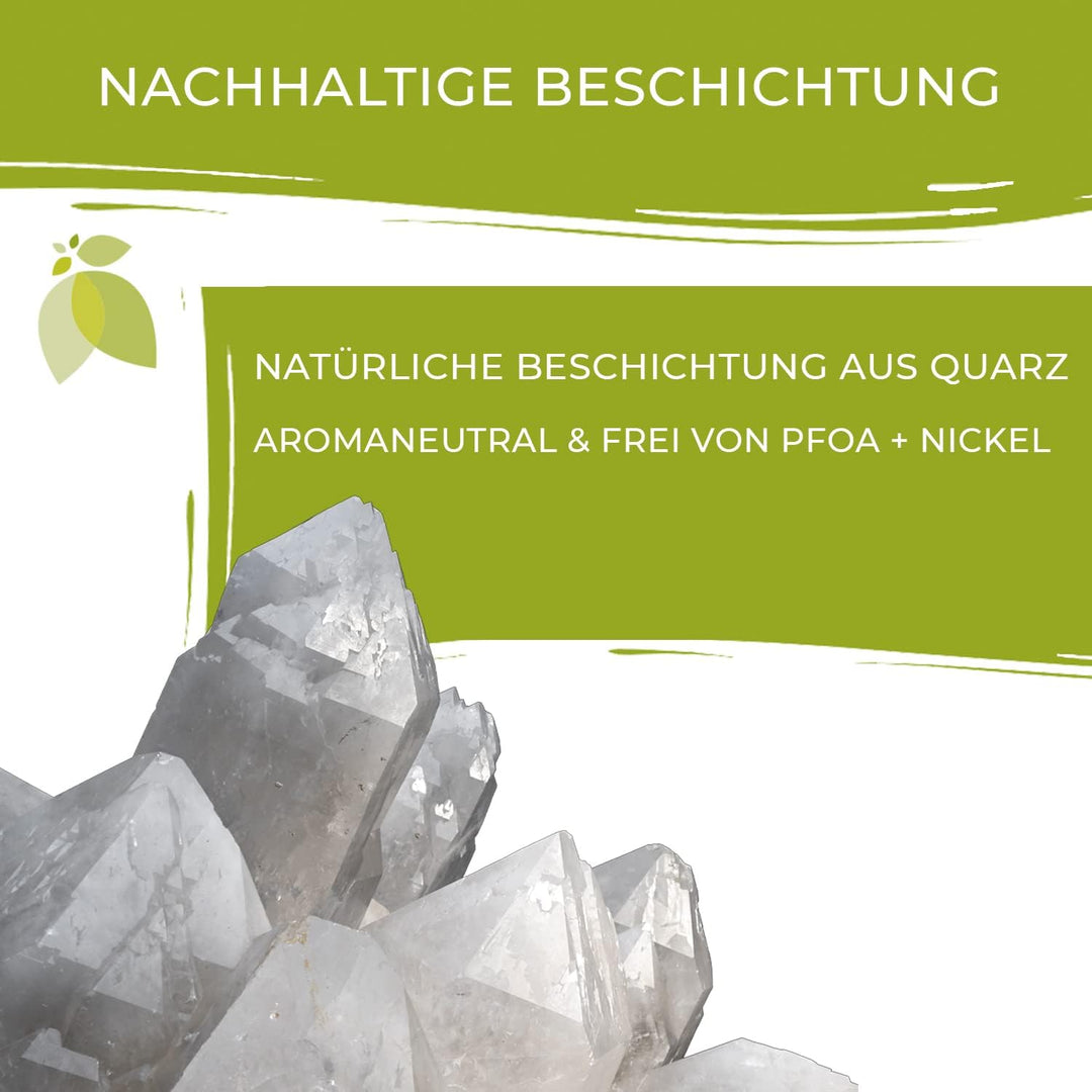 Berndes Topf Balance b.nature 24 cm, Kochtopf mit nachhaltiger Beschichtung aus Quarz, inkl. Glasdec
