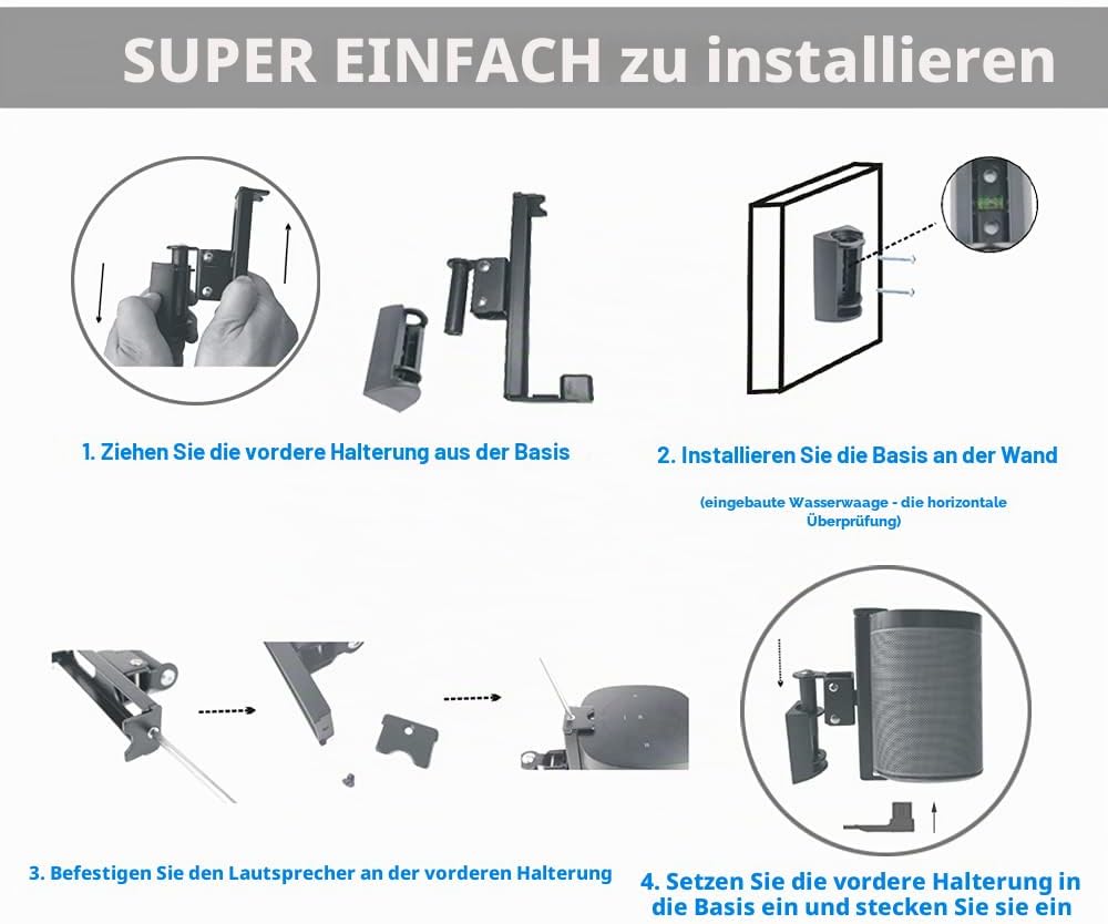 Wandhalterung für SONOS One/SONOS One SL/SONOS Play 1 Speaker(Drehbar und neigbar,kompatibel mit SON
