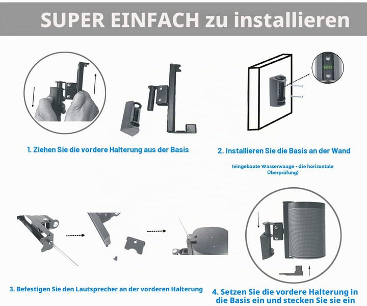 Wandhalterung für SONOS One/SONOS One SL/SONOS Play 1 Speaker(Drehbar und neigbar,kompatibel mit SON