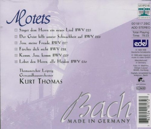 Bach - Made in Germany Vol. II / 5 (Motetten), Audio-CD
