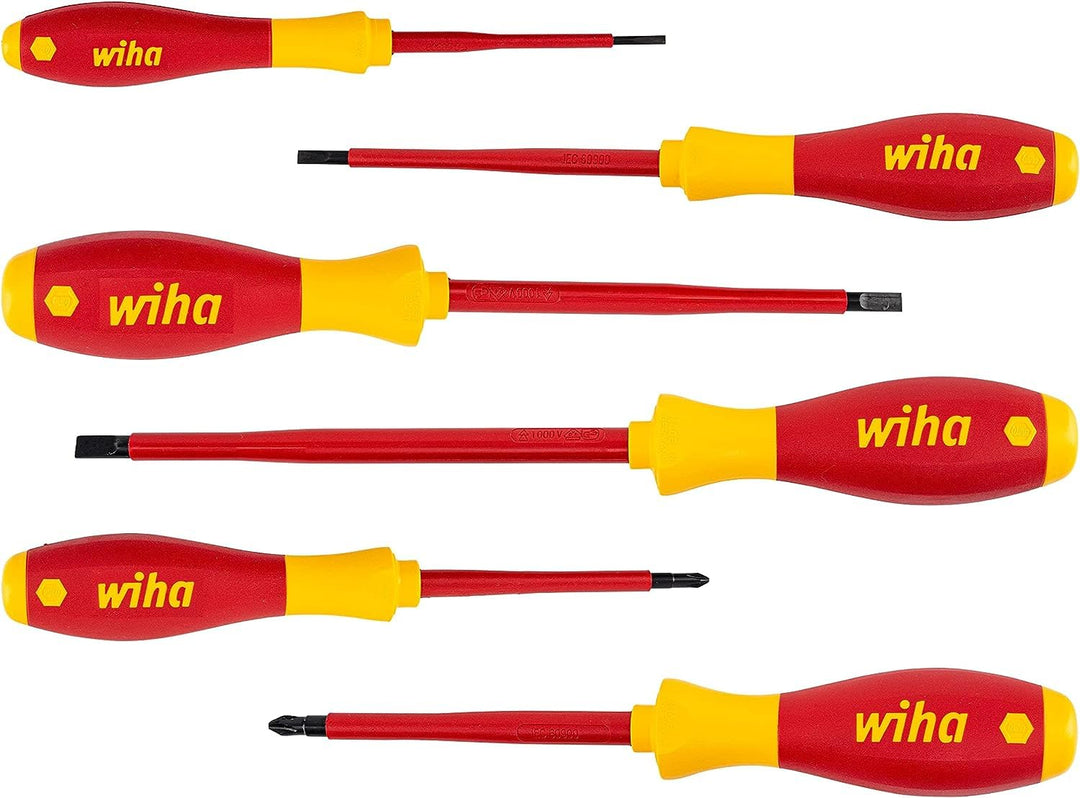 Wiha Schraubendreher Set SoftFinish® electric Schlitz I Pozidriv 6-teilig – Hochwertiges Handwerkzeu